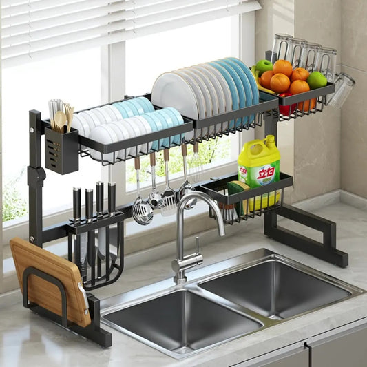 Support Vaisselle Inox Extensible : Organisation Évier Facile